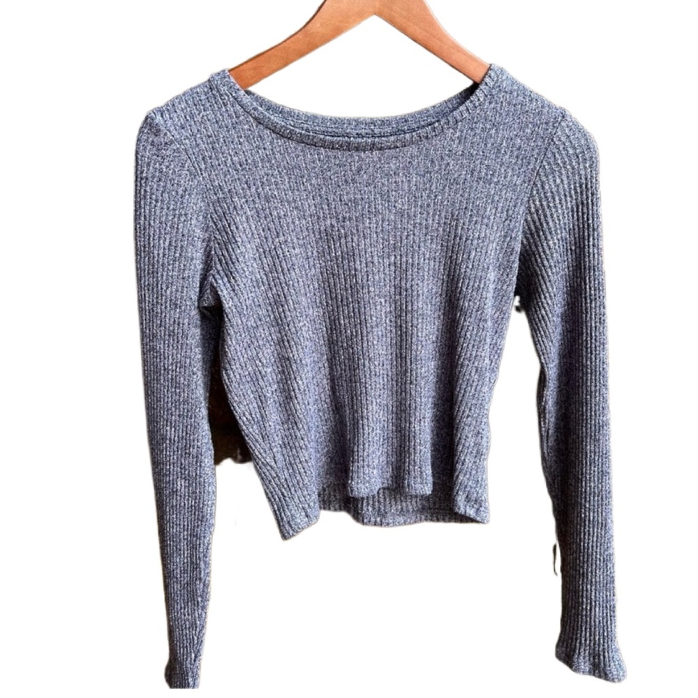 American Eagle Cropped Sweater, Gray, Size S